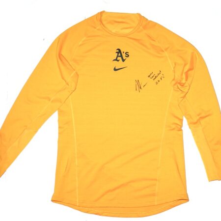 Armando Alvarez 2024 Game Worn & Signed Official Oakland Athletics 50 ALVAREZ Long Sleeve Nike Dri-Fit Shirt