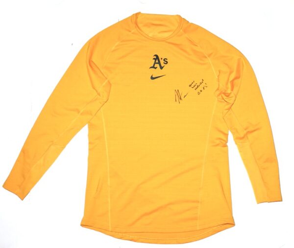 Armando Alvarez 2024 Game Worn & Signed Official Oakland Athletics 50 ALVAREZ Long Sleeve Nike Dri-Fit Shirt