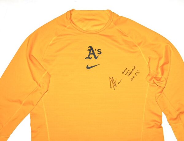 Armando Alvarez 2024 Game Worn & Signed Official Oakland Athletics 50 ALVAREZ Long Sleeve Nike Dri-Fit Shirt2