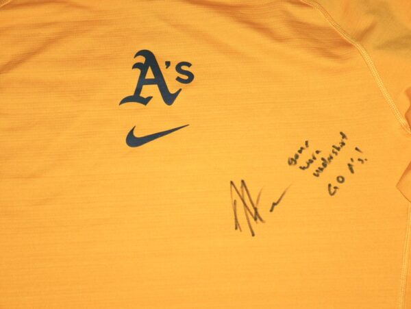 Armando Alvarez 2024 Game Worn & Signed Official Oakland Athletics 50 ALVAREZ Long Sleeve Nike Dri-Fit Shirt