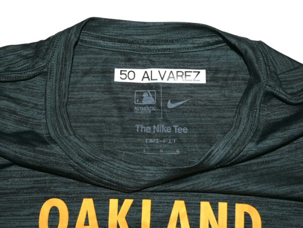 Armando Alvarez 2024 Player Issued & Signed Official Oakland Athletics 50 ALVAREZ Nike Dri-Fit Large Shirt - Worn for Batting Practice!