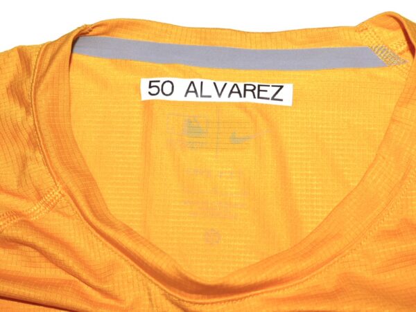 Armando Alvarez 2024 Player Issued & Signed Official Oakland Athletics 50 ALVAREZ Nike Dri-Fit Shirt - Worn for Batting Practice!