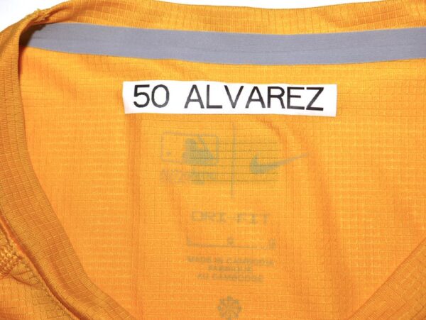 Armando Alvarez 2024 Player Issued & Signed Official Oakland Athletics 50 ALVAREZ Nike Dri-Fit Shirt - Worn for Batting Practice!