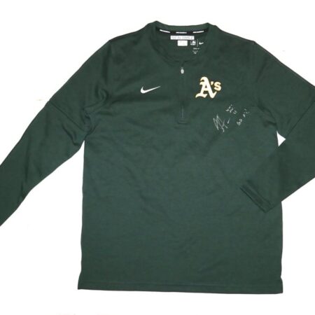 Armando Alvarez 2024 Player Issued & Signed Official Oakland Athletics 50 ALVAREZ Nike Quarter Zip Pullover - Worn for Batting Practice!