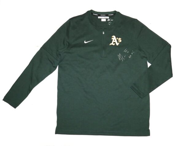 Armando Alvarez 2024 Player Issued & Signed Official Oakland Athletics 50 ALVAREZ Nike Quarter Zip Pullover - Worn for Batting Practice!