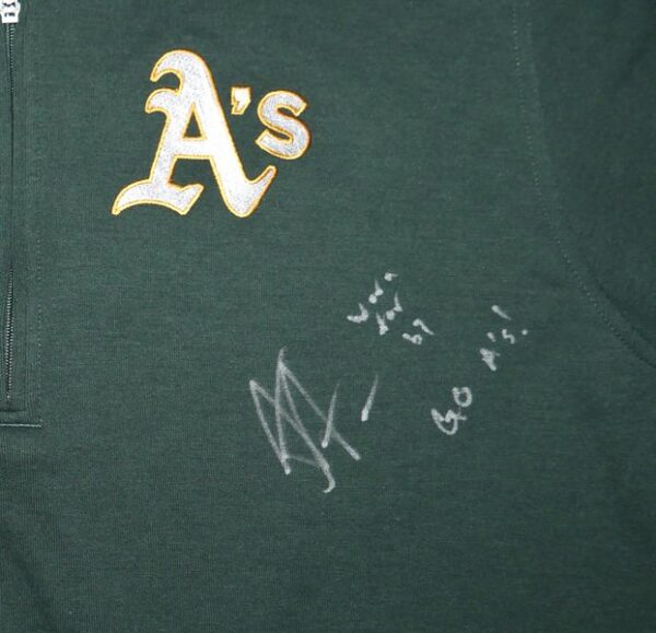 Armando Alvarez 2024 Player Issued & Signed Official Oakland Athletics 50 ALVAREZ Nike Quarter Zip Pullover - Worn for Batting Practice!