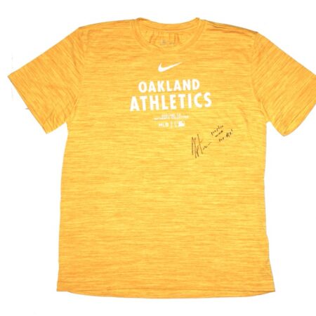 Armando Alvarez 2024 Practice Worn & Signed Official Oakland Athletics "50 ALVAREZ" Nike Dri-Fit Shirt