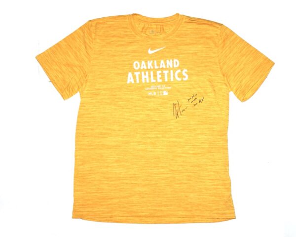 Armando Alvarez 2024 Practice Worn & Signed Official Oakland Athletics "50 ALVAREZ" Nike Dri-Fit Shirt