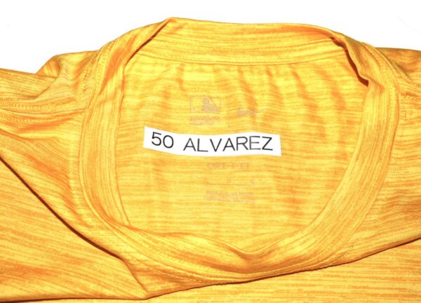 Armando Alvarez 2024 Practice Worn & Signed Official Oakland Athletics 50 ALVAREZ Nike Dri-Fit Shirt