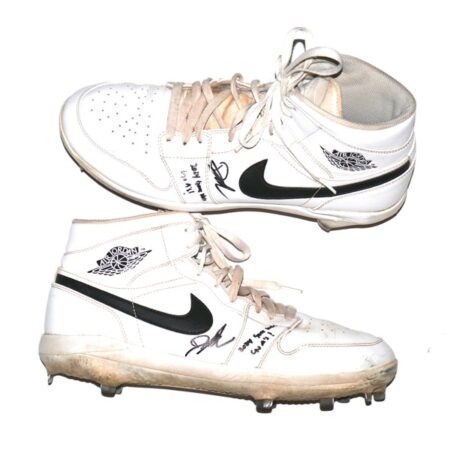 Drew Lugbauer 2024 Las Vegas Aviators Game Worn & Signed White & Black Nike Air Jordan Baseball Cleats