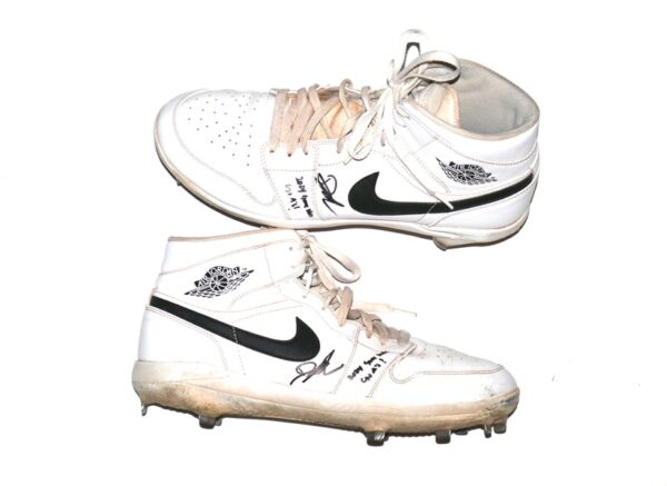 Drew Lugbauer 2024 Las Vegas Aviators Game Worn & Signed White & Black Nike Air Jordan Baseball Cleats