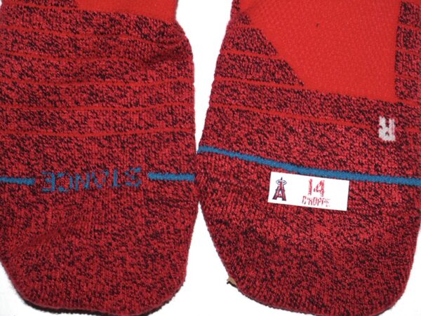 Logan O’Hoppe 2024 Los Angeles Angels Game Worn & Signed Go Angels! Red & White Stance MLB Socks11