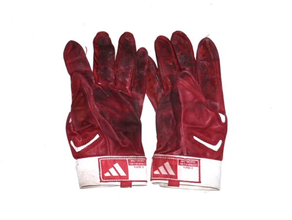 Logan O’Hoppe Los Angeles Angels 2024 Game Worn & Signed Red & White Adidas Adizero Gloves