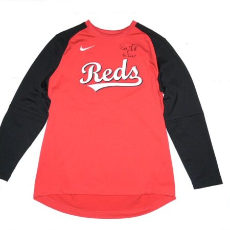 Stuart Fairchild 2024 Player Issued & Signed Official Cincinnati Reds FAIRCHILD 17 Nike Dri-Fit Baseball Pullover - Worn for Batting Practice!