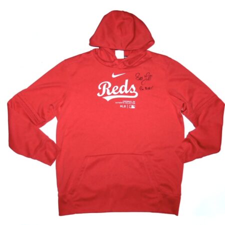 Stuart Fairchild 2024 Player Issued & Signed Official Cincinnati Reds FAIRCHILD 17 Nike Therma-Fit Baseball Pullover Hooded Sweatshirt - Worn for Batting Practice!