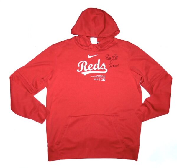 Stuart Fairchild 2024 Player Issued & Signed Official Cincinnati Reds FAIRCHILD 17 Nike Therma-Fit Baseball Pullover Hooded Sweatshirt - Worn for Batting Practice!