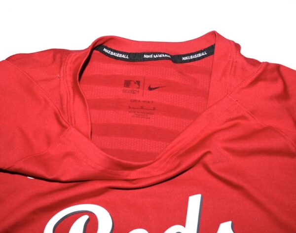 Stuart Fairchild 2024 Pregame Worn Official Cincinnati Reds Nike Authentic Collection Raglan Performance V-Neck Shirt