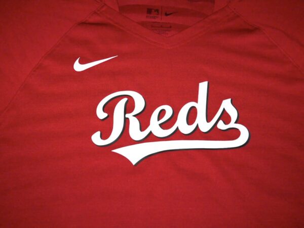 Stuart Fairchild 2024 Pregame Worn Official Cincinnati Reds Nike Authentic Collection Raglan Performance V-Neck Shirt