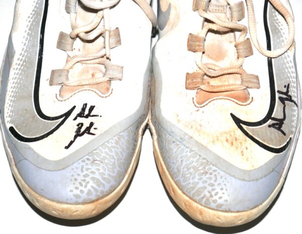 Adam Zebrowski 2024 Rome Emperors Game Worn & Signed White & Grey Nike React Baseball Cleats