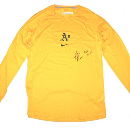 Armando Alvarez 2024 Game Worn & Signed Official Oakland Athletics 50 ALVAREZ Long Sleeve Nike Shirt