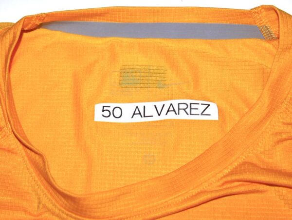 Armando Alvarez 2024 Game Worn & Signed Official Oakland Athletics 50 ALVAREZ Long Sleeve Nike Shirt