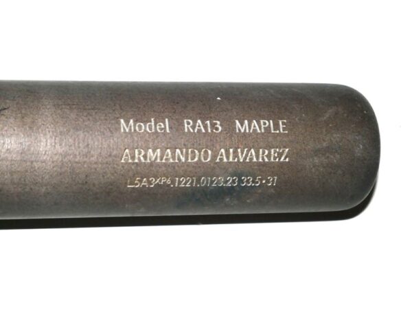 Armando Alvarez 2024 Oakland Athletics Game Used & Signed Chandler Model RA13 Baseball Bat - CRACKED