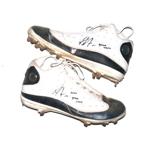 Armando Alvarez 2024 Oakland Athletics Game Worn & Signed White & Black Air Jordan Baseball Cleats