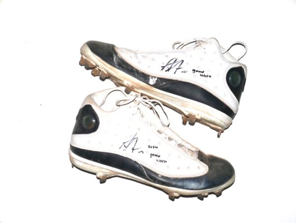 Armando Alvarez 2024 Oakland Athletics Game Worn & Signed White & Black Air Jordan Baseball Cleats