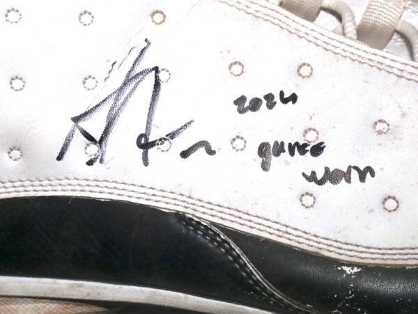 Armando Alvarez 2024 Oakland Athletics Game Worn & Signed White & Black Air Jordan Baseball Cleats