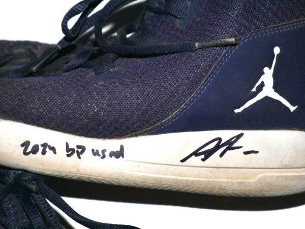 Armando Alvarez 2024 Oakland Athletics Training Worn & Signed Blue Nike Air Jordan Shoes - Worn for BP!