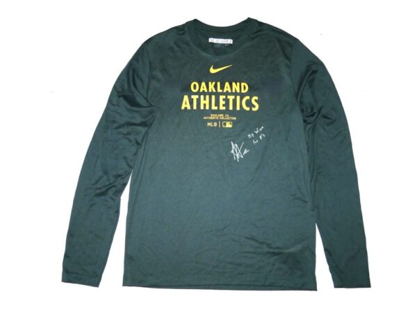 Armando Alvarez 2024 Player Issued & Signed Official Oakland Athletics 50 ALVAREZ Long Sleeve Nike Shirt - Worn for Batting Practice!