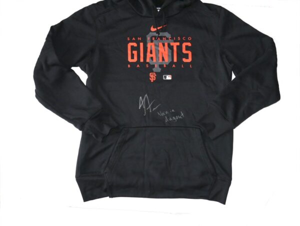 Armando Alvarez Dugout Worn & Signed Official San Francisco Giants Nike Therma-Fit Pullover Hooded Sweatshirt1