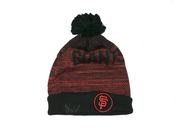 Armando Alvarez Team Issued & Signed Official San Francisco Giants New Era Authentic Collection Sport Cuffed Knit Hat with Pom