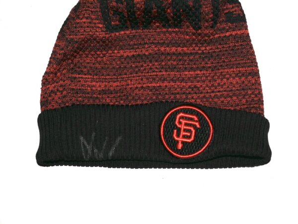 Armando Alvarez Team Issued & Signed Official San Francisco Giants New Era Authentic Collection Sport Cuffed Knit Hat with Pom