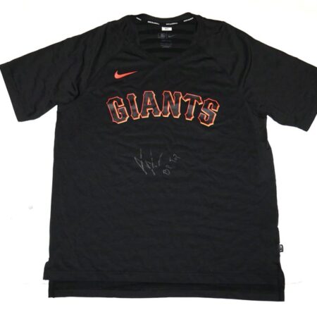 Armando Alvarez Team Issued & Signed Official San Francisco Giants Nike Authentic Collection Raglan Performance V-Neck Shirt - Worn for BP!