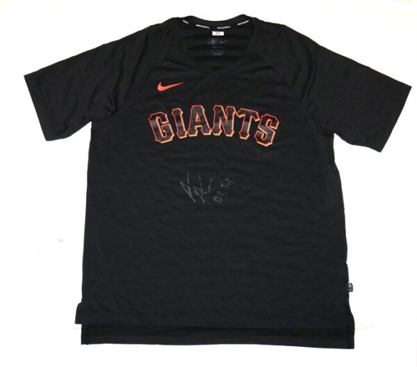 Armando Alvarez Team Issued & Signed Official San Francisco Giants Nike Authentic Collection Raglan Performance V-Neck Shirt - Worn for BP!