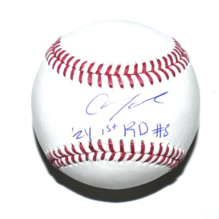 Christian Moore Los Angeles Angels Autographed Rawlings OML Baseball with 24 1st RD #8 Inscription! - Beckett Hologram