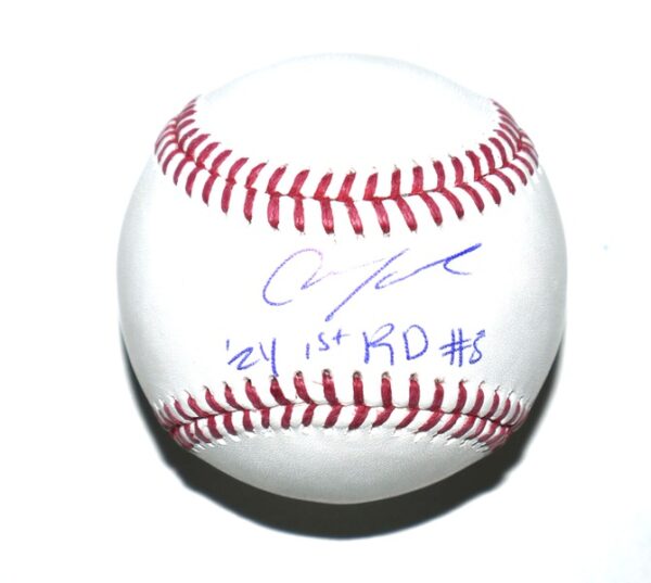 Christian Moore Los Angeles Angels Autographed Rawlings OML Baseball with 24 1st RD #8 Inscription! - Beckett Hologram