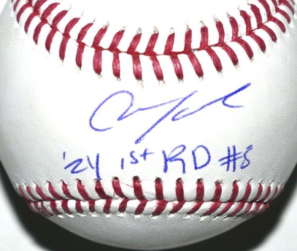 Christian Moore Los Angeles Angels Autographed Rawlings OML Baseball with 24 1st RD #8 Inscription! - Beckett Hologram