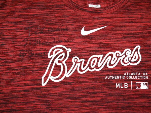 Drake Baldwin 2024 Practice Worn & Signed Official Atlanta Braves BALDWIN 81 Nike Dri-Fit XL Shirt