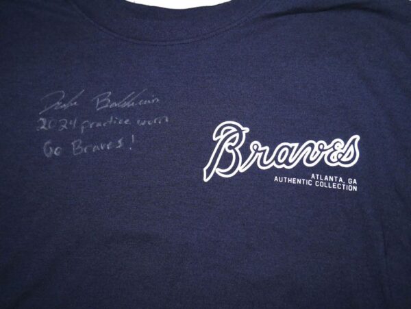 Drake Baldwin 2024 Practice Worn & Signed Official Blue Atlanta Braves BALDWIN 81 Nike Dri-Fit XL Shirt