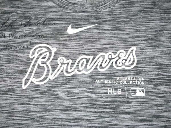 Drake Baldwin 2024 Practice Worn & Signed Official Grey Atlanta Braves "BALDWIN 81" Nike Dri-Fit XL Shirt