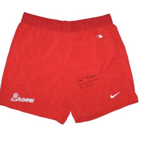 Drake Baldwin 2024 Practice Worn & Signed Official Red Atlanta Braves Nike Dri-Fit XL Shorts - Atlanta Braves 2025 #1 Prospect!