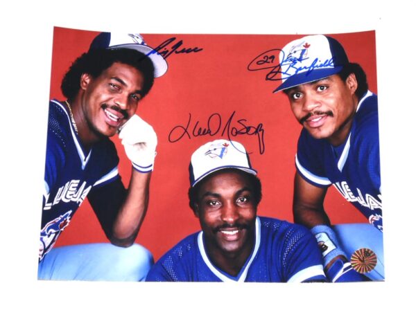 George Bell, Lloyd Moseby and Jesse Barfield Toronto Blue Jays Autographed Signed 8 x 10 Photo - Under The Radar COA