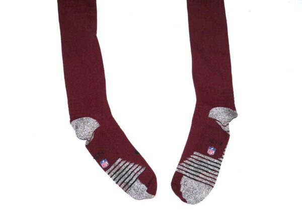 Jaryd Jones-Smith Washington Commanders 2023 Training Camp Worn Long Burgundy Nike XL Socks