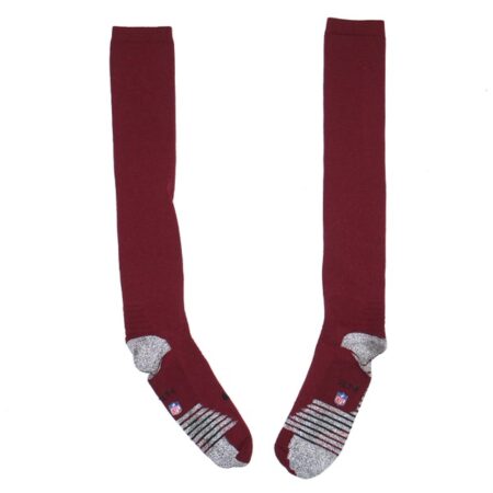 Jaryd Jones-Smith Washington Commanders 2023 Training Camp Worn Long Burgundy Nike XL Socks