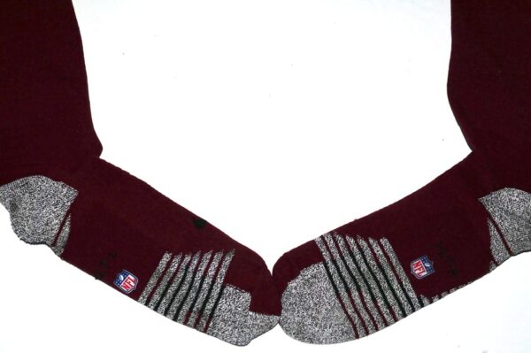 Jaryd Jones-Smith Washington Commanders 2023 Training Camp Worn Long Burgundy Nike XL Socks