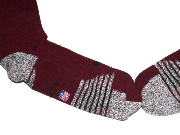 Jaryd Jones-Smith Washington Commanders 2023 Training Camp Worn Long Burgundy Nike XL Socks