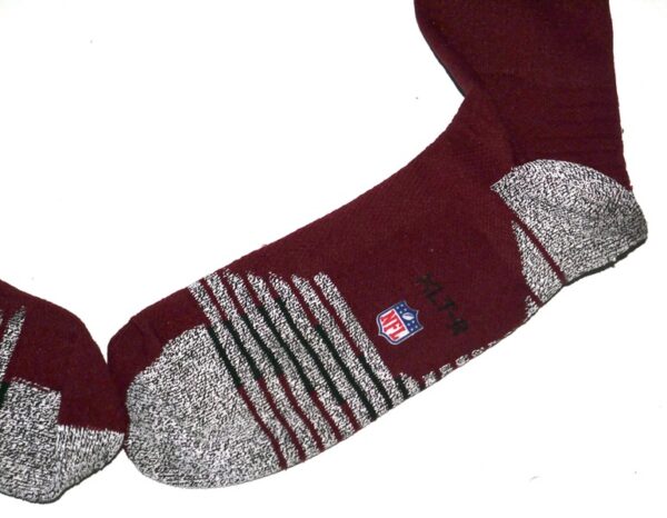 Jaryd Jones-Smith Washington Commanders 2023 Training Camp Worn Long Burgundy Nike XL Socks