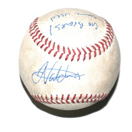 Javier Valdes Signed & Inscribed Go Braves! Game Used Official Minor League Baseball